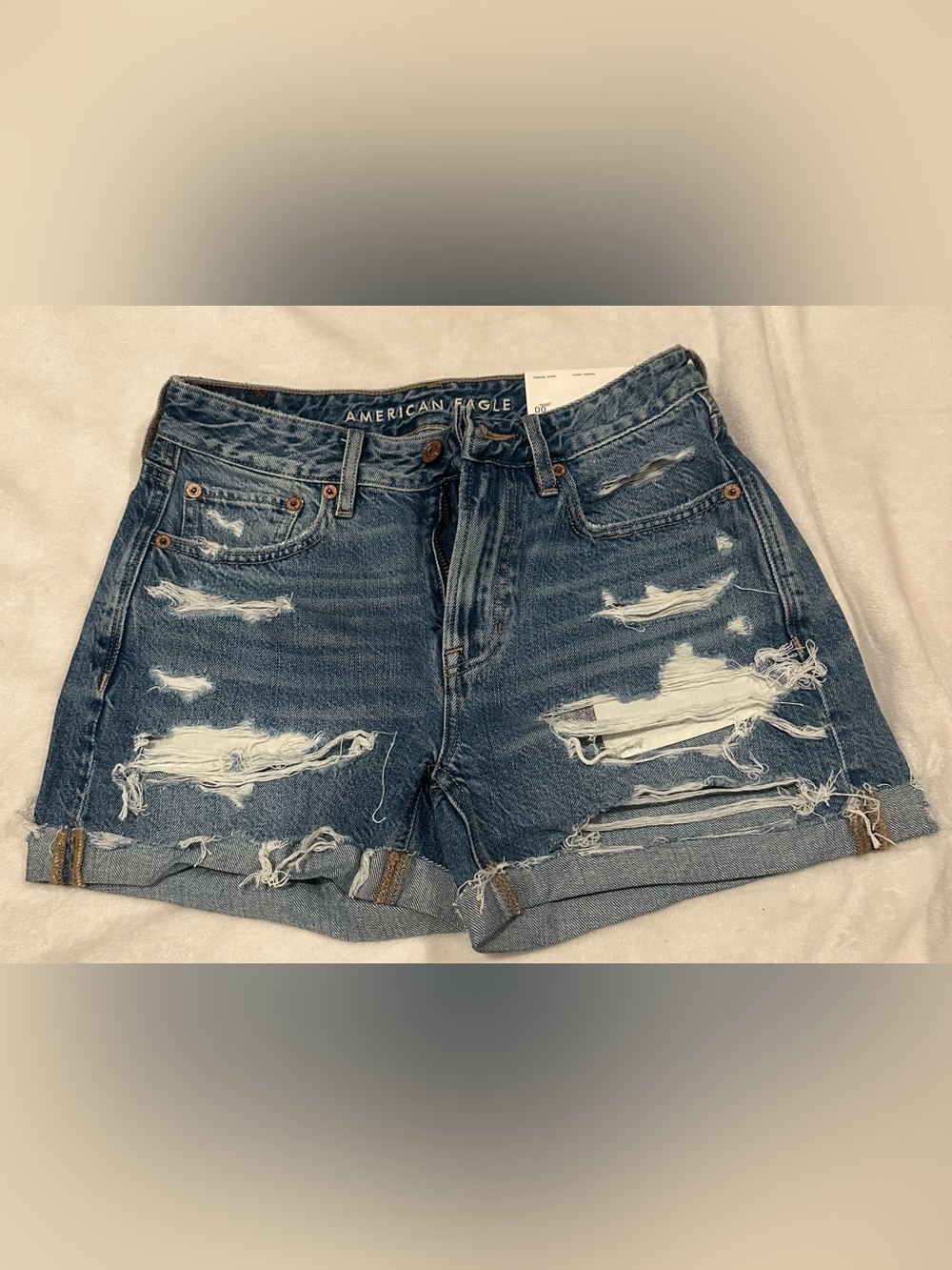 American Eagle Outfitters Distressed Denim Shorts - Blue